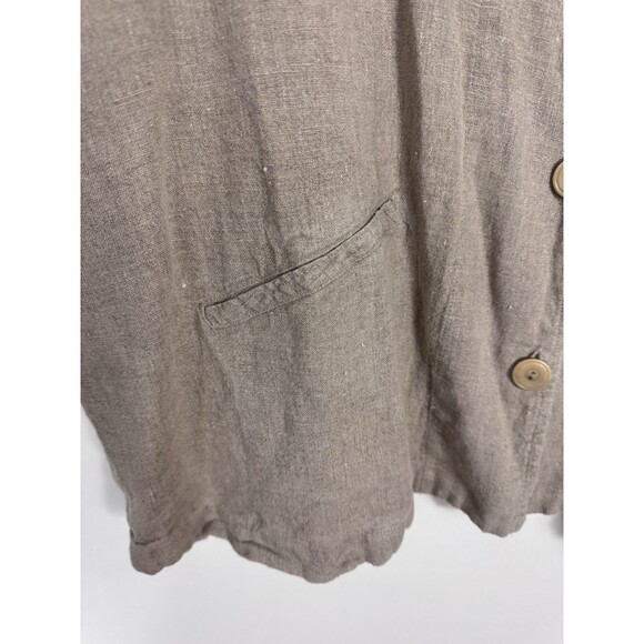 FLAX 100% Linen Beige Jacket NWT SZ 2G Collared Long Sleeve - Picture 5 of 11